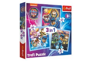 Puzzle 3v1 Mocn teat Tlapkov patrola / Paw Patrol 20x19,5cm v krabici 28x28x6cm
