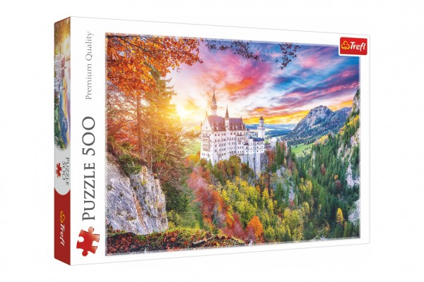 Puzzle Pohled na zámek Neuschwanstein, Německo 500 dílků 48x34cm v krabici 40x26,5x4,5cm