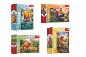 Minipuzzle 54 dielikov Dinosaury 4 druhy v krabike 9x6, 5x4cm 40ks v boxe
