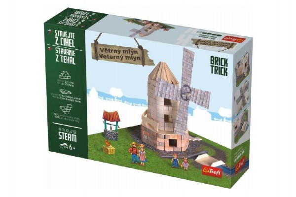 Stavějte z cihel Větrný mlýn stavebnice Brick Trick v krabici 36x25x7cm