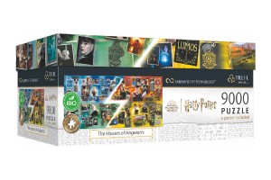 Puzzle Harry Potter Domy v Bradavicch 9000 dlk + plakt  v krabici 45x24x21cm