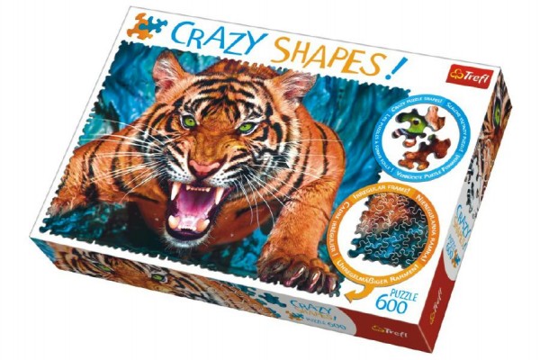 Puzzle Tváří v Tvář Tygrovi 600 dílků Crazy Shapes 68x48cm v krabici 40x27x6cm