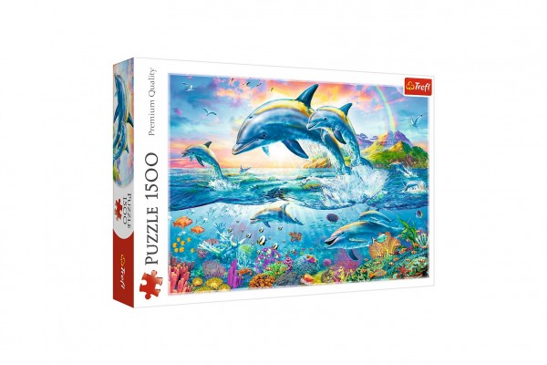 Puzzle Rodina delfínů 1500 dílků 85x58 cm v krabici 40x27x6cm