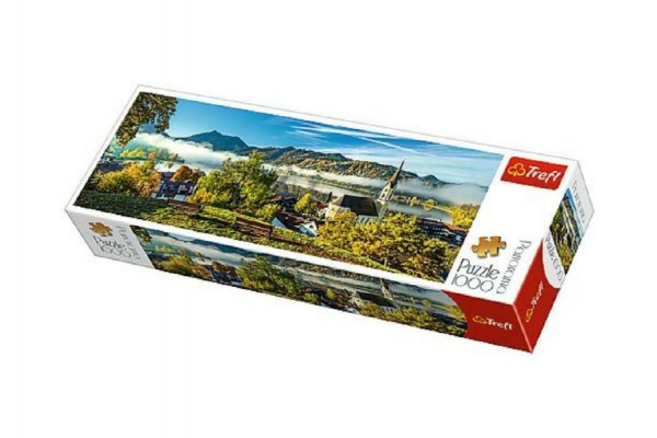 Puzzle jezero Schliersee panoramic 1000 dílků 97x34cm v krabici 40x13x7cm