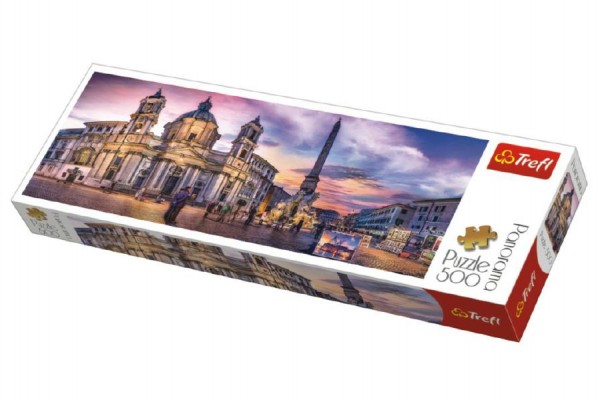 Puzzle Piazza Navona, Řím panorama 500 dílků 66x23,7cm v krabici 40x13x4cm