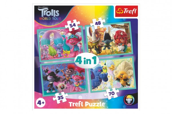 Puzzle 4v1 Trollové koncertní turné v krabici 28x28x6cm
