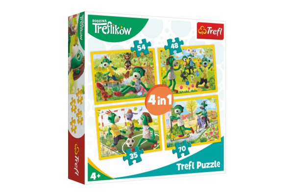 Trefl Puzzle 4v1 Rodina Treflíků 20,5x28,5cm v krabici 28x28x6cm