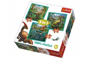 Puzzle 3v1 Svt Dinosaur 20x19,5cm v krabici 28x28x6cm