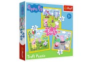 Puzzle 3v1 Prastko Peppa/ Peppa Pig astn den prastka v krabici 28x28x6cm
