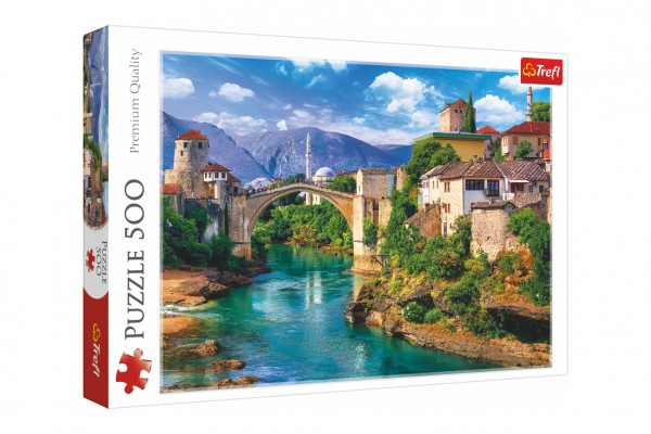 Puzzle Starý most v Mostaru, Bosna a Hercegovina 500 dílků 48x34cm v krabici 40x26,5x4,5cm