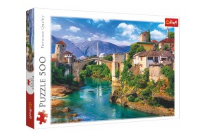 Puzzle Star most v Mostaru, Bosna a Hercegovina 500 dlk 48x34cm v krabici 40x26,5x4,5cm