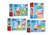 Minipuzzle 54 dielikov Šťastný deň Prasiatka Peppy / Peppa Pig 4 druhy v krabičke 9x6,5x3,5cm 40ks v